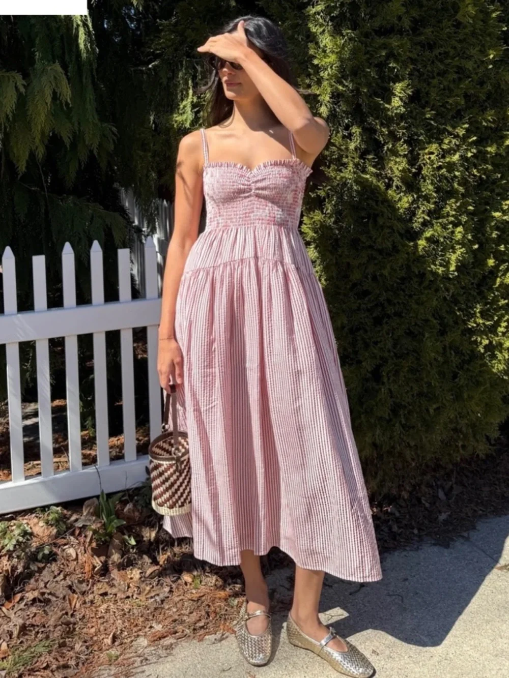 Hill House Home The Rebecca Nap Dress in Red Ticking Stripe Red White Medium - Picture 8 of 8